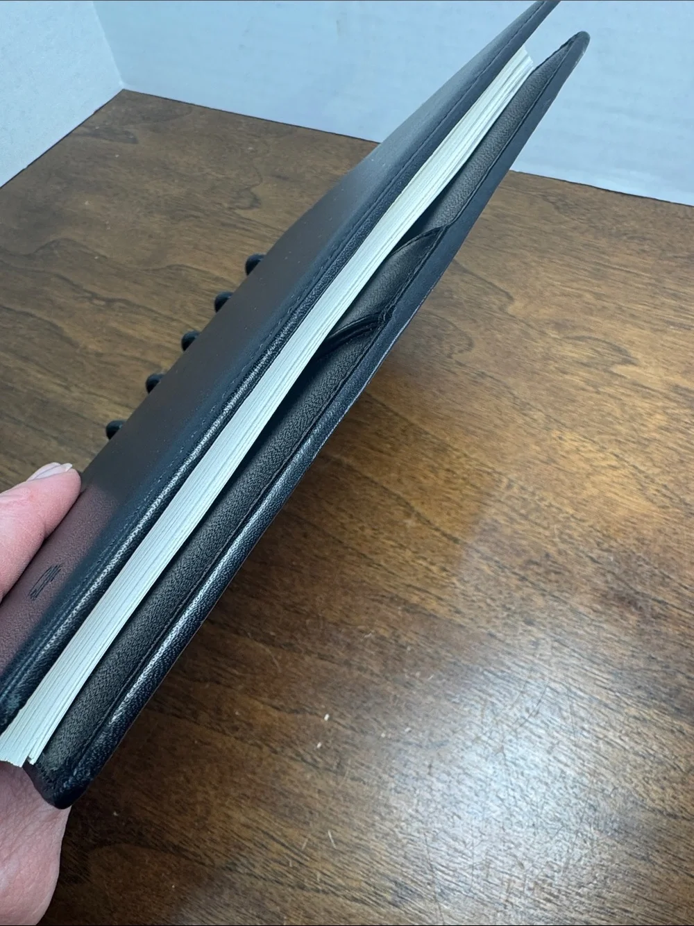 Levenger Circa Junior Black Leather Disc-Bound Planner Binder Cover Monogrammed